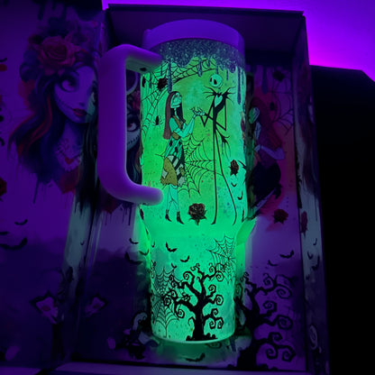 🔥40oz Sally x Jack Skellington Tumbler Noctilucent 🚚Free Shipping
