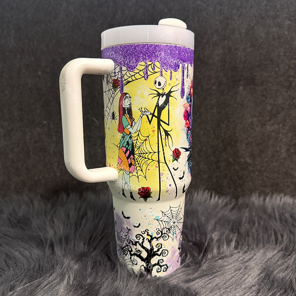 🔥40oz Sally x Jack Skellington Tumbler Noctilucent 🚚Free Shipping