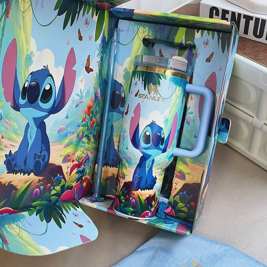 🔥40OZ Stitch Insulated Tumbler Gift Box  Include Straw and Topper