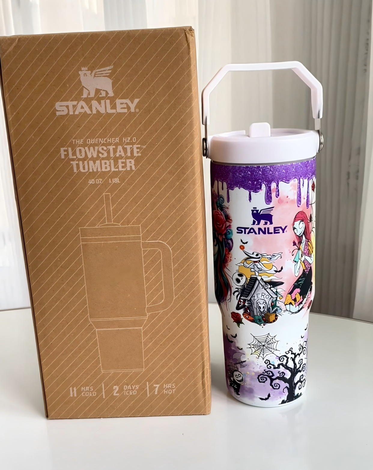 🔥40oz Sally x Jack Skellington Tumbler Noctilucent 🚚Free Shipping